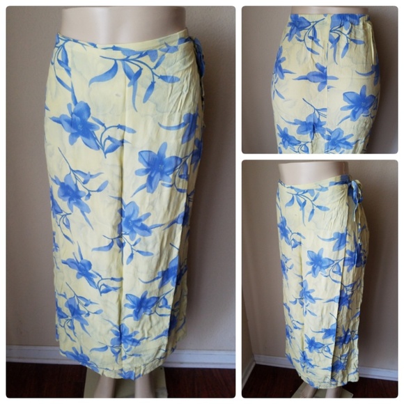 J.. Marco Galleries Yellow Floral Wrap Maxi Skirt - Picture 1 of 8